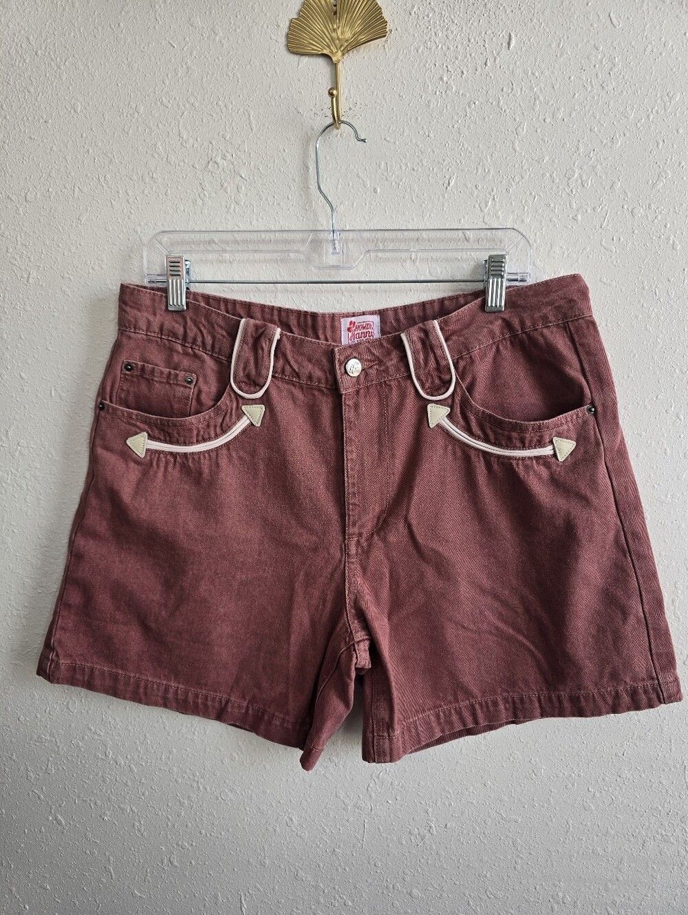 Howdy Hanny Western Denim Shorts Size XL Rust Pink NWT - Picture 3 of 9